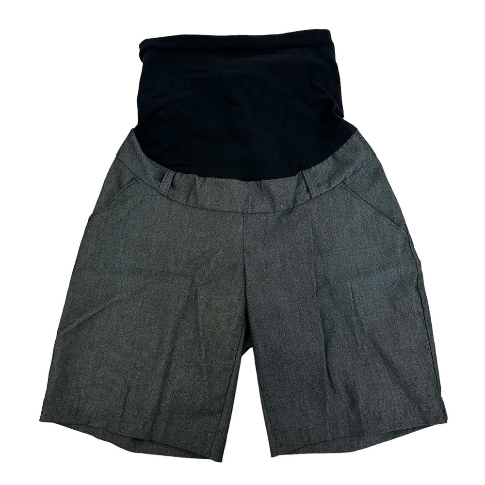 Motherhood Maternity Womens Dark Gray Bermuda Shorts Belly Band Size S Stretch